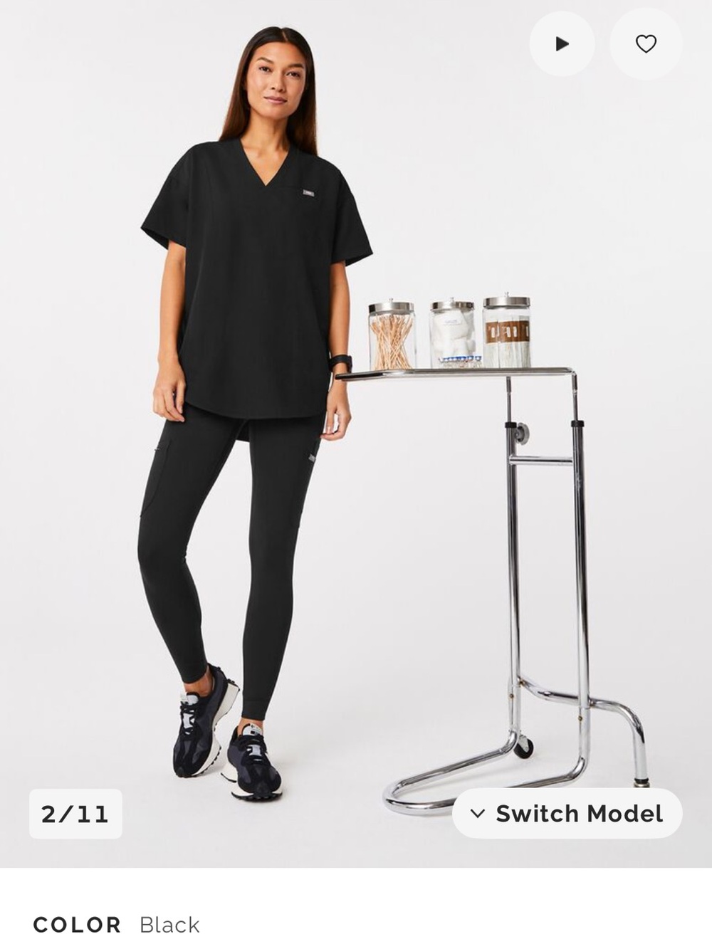 Figs Black legging scrub bottoms